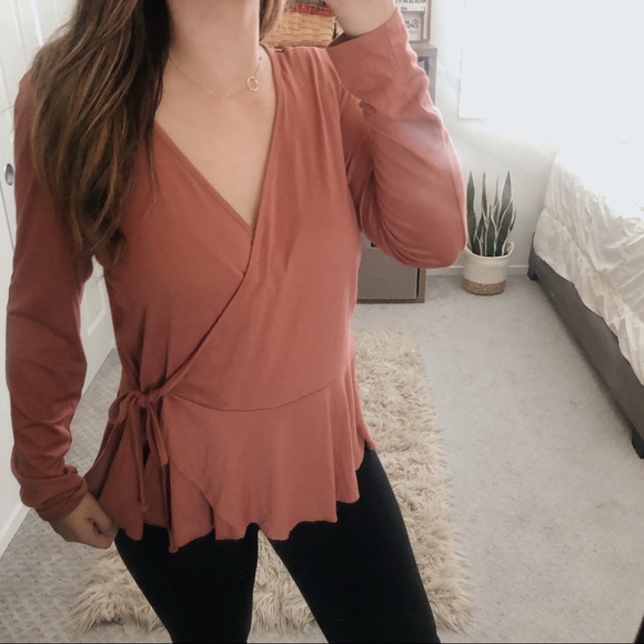Leith Tops - Leith Rust Wrap Top Medium